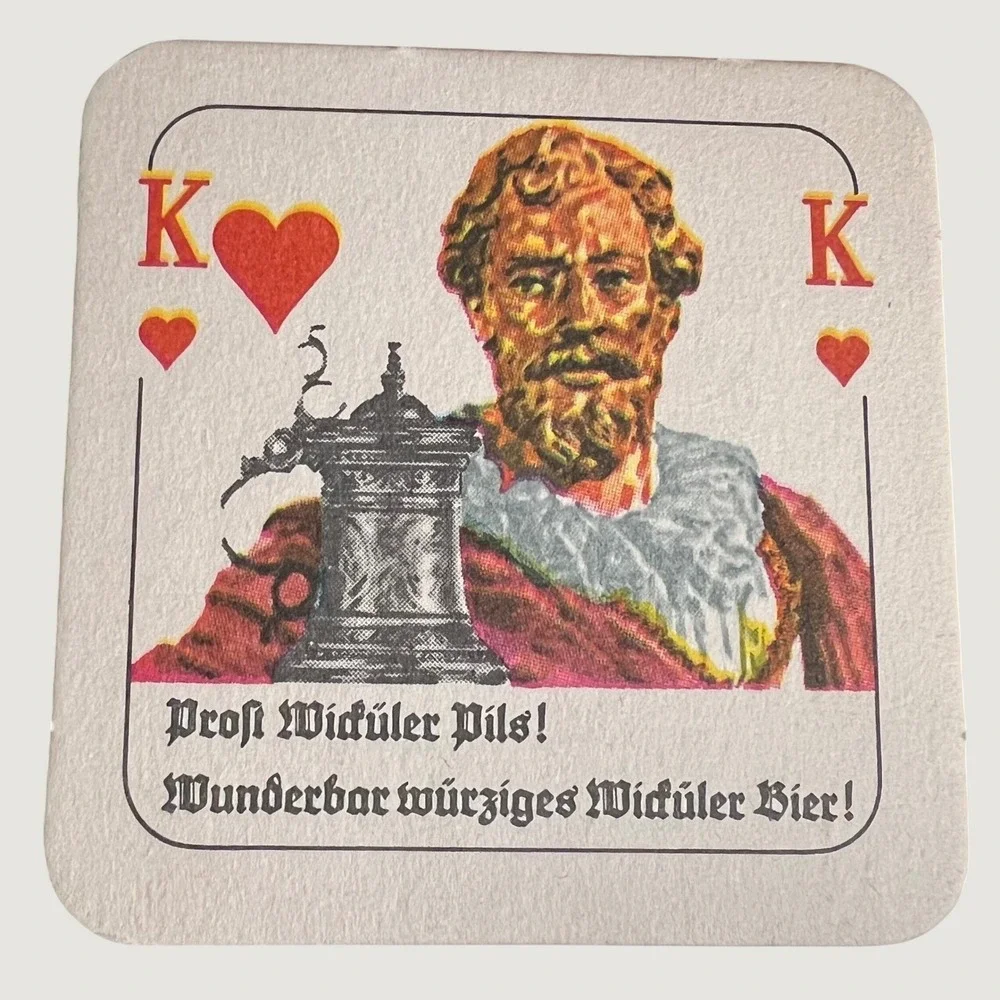 Wicküler Beer Coasters Cream Vintage Playing Card King Jack Set of 4